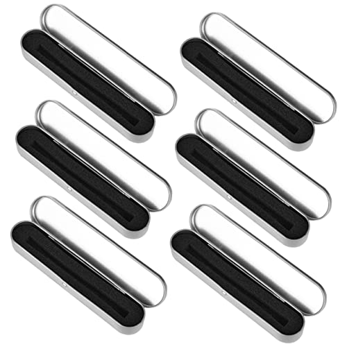 Angoily 6stücke Praktische Blech-stiftemappe Aufbewahrungsset Für Stifte Bleistifte Und Schreibwaren Kompakte Metall-Box in Silber Mit Deckel Für Schule Und Büro Organizer-lösung Für von Angoily