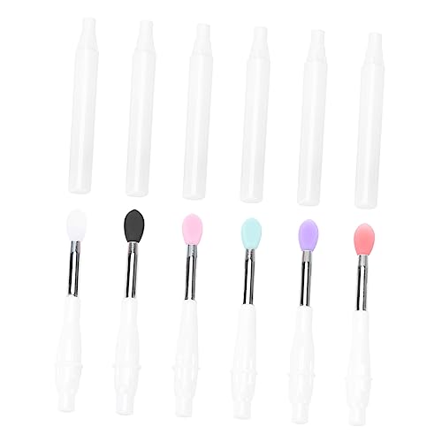 Angoily 6pcs Silikon Lip Make-up Pinsel Set Detail Lidschatten Alicators Tragbare Lippenstift Deckel von Angoily