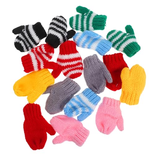 Angoily 8 Paare Mini Strickhandschuhe für Puppen Kleine Gestrickte Accessoires Kindgerechte Leicht Anzuziehende Handschuhe in Farben DIY Zubehör für Rollenspiele und Basteln von Angoily