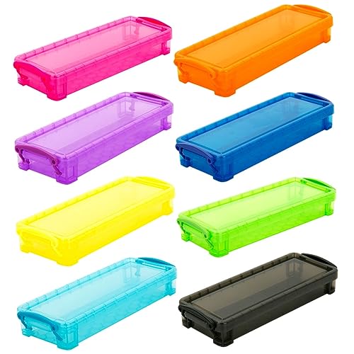 Angoily 8 Stück Teiliges Stiftebox Aufbewahrungsbox für Stifte Bleistifte Marker für Schreibtisch und Rucksack Transparentes Design Stabil und Leicht Organisation für Bürobedarf von Angoily