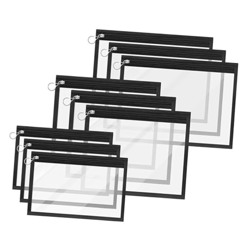 Angoily 9 Stück Transparente Stiftetui Teiliges Federmäppchen mit Reißverschluss für Kosmetik und Schreibwaren für Schule Büro und Reisen Große Kapazität Leicht und Tragbar von Angoily