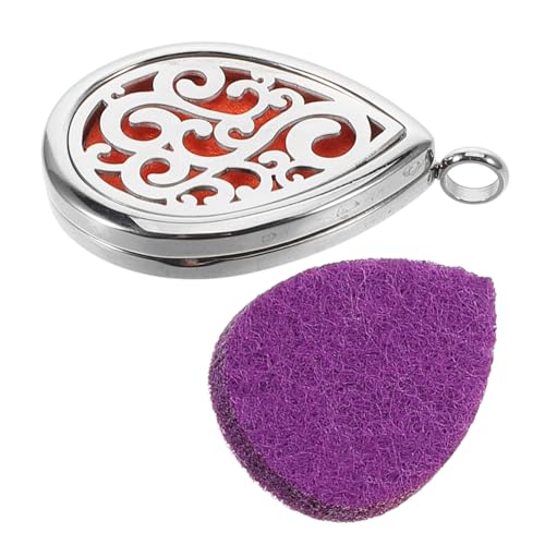 Angoily Aromatherapie Halskette Anhänger Hohl Tropfenform Aromaduft Diffusor Locket mit Nachfüllpads für Damen Herren von Angoily