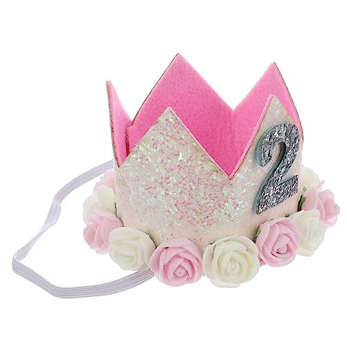 Angoily Baby Krone Kinder Haargummis Kindermütze Haargummis Für Kinder Blumenstirnbänder Für Babys Haarschmuck Für Kinder Baby- Baby Geburtstag Tiara Digital Kopfbedeckung Rosa Vlies von Angoily