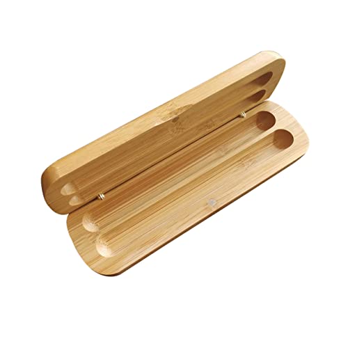 Angoily Bamboo Stiftbox mit Zwei Stiftfächern Multifunktionale Bleistiftaufbewahrung für Schreibtisch Praktischer Organizer für Schreibwaren und Robust aus Bambus Gefertigt von Angoily