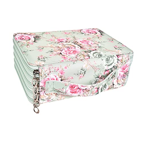 Angoily Bleistiftetui mit Fächern Großer Stauraum für Buntstifte Marker und Malutensilien Elegantes Design mit Rosenmuster Strapazierfähigem PU für Künstler und Studenten von Angoily