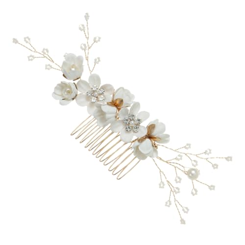 Angoily Blumen Haar Kämme Haarkamm Hochzeit Haarkamm Für Damenaccessoires Ästhetische Haaraccessoires Haarkamm Für Die Hochzeit Strass-haarkamm Metall Modellieren Brautjungfer Schmuck Weiß von Angoily