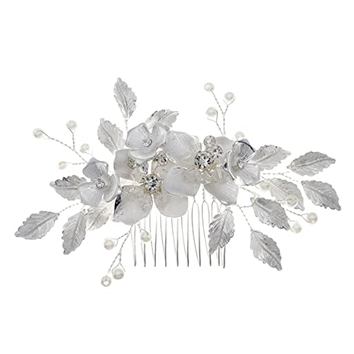 Angoily Blumenkamm haarschmuck Braut Hochzeit Haarkamm Strass Hochzeit Haarkamm Braut Seitenkamm Tiara braut haarkamm Strass Blumen Haarkamm Strasssteine Kopfbedeckung Imitationsperle von Angoily