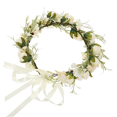 Angoily Braut Stirnband Brautgirlande Brautjungfern Stirnband Blumengirlande haarring Blumenmädchen-Stirnband Stirnband mit Rosenblütenkrone Haarschmuck Haarband Feenkronen für Frauen von Angoily