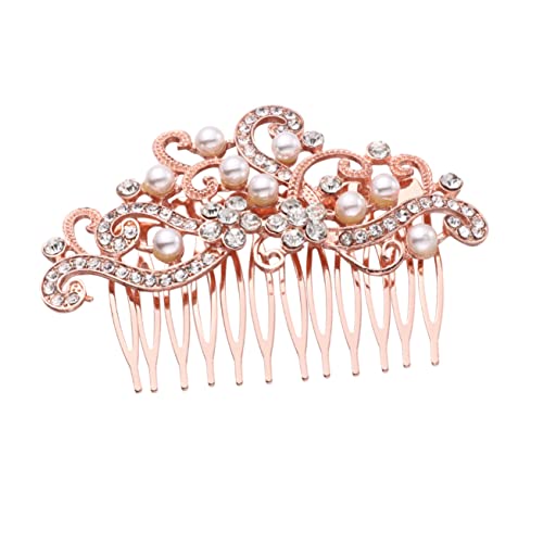 Angoily Brauthaarkamm Blatt Hochzeit Haarkamm Vintage Brauthaar Seitenkamm hochzeitshaar schmuck wedding hair accessories Metall Kopfbedeckung Geschenk Perle Brautjungfer Haarnadel von Angoily