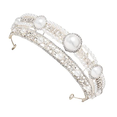 Angoily Brautkrone Kopfschmuck mit Perlenkrone Perlen Krone frauen hochzeit Strass Frauen prinzessinen krone prinzessinnen krone Strass-Frauenkrone Strass-Krone Strasssteine Silver von Angoily
