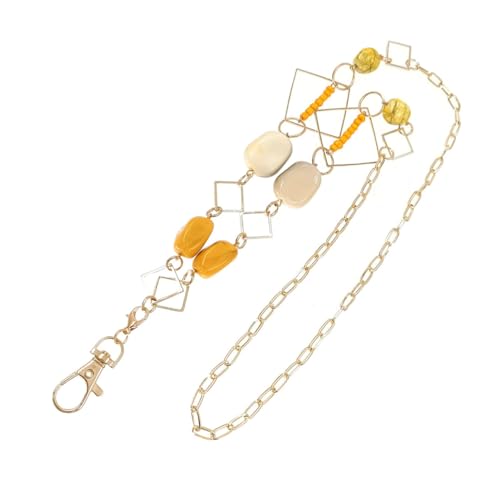 Angoily Delikate Lange Halskette mit Geometrischem Gras Design Gelbe Lanyard Halskette Modische Badge und Pullover Kette Eleganter Schmuck für Damen und Besondere Anlässe von Angoily