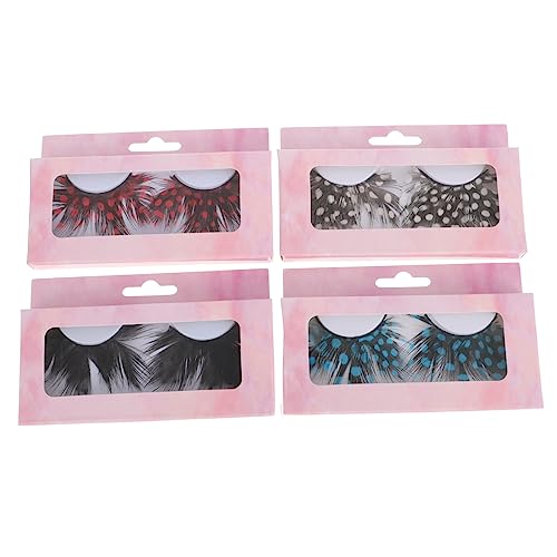 Angoily Dichte Falsche Wimpern 4 Paar Make-up Falsche Wimpern Lidschatten Falscher Wimpernassistent Leicht Und Bequem von Angoily