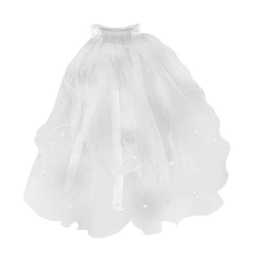 Angoily Doppellagiger Kinderschleier Vogelkäfig Schleier Hochzeit Kleid Schleier Kommunion Tiara Und Schleier Mädchen Kommunion Schleier Hochzeit Vale Kleinkind Weiß Krawatte Stirnband von Angoily