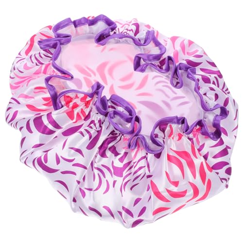 Angoily Duschhaube swim cap women badehauben shower caps bademützen suit women badehut Motorhaubenkappe Duschhut Deckel Duschkopfkappe Badekappe elastisch schmücken Damen Satin Violett von Angoily