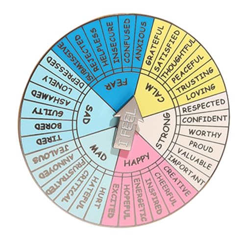 Angoily Gefühlsrad Abzeichen Emotionen Rad Metall Tragbarer Schlüsselanhänger für Taschen Rucksäcke Auto Schlüssel Schlüsselanhänger für Freunde und von Angoily