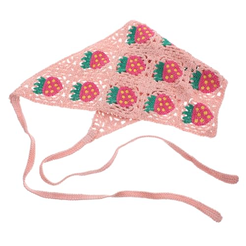 Angoily Erdbeer-dreiecksschal Gehäkeltes Gestricktes Stirnband (erdbeer-dreiecksschal [rosa]) Bandana-schal Für Damen Kopftuch Gehäkeltes Haarbandana Süss Kopfbedeckung Polyester Mädchen von Angoily