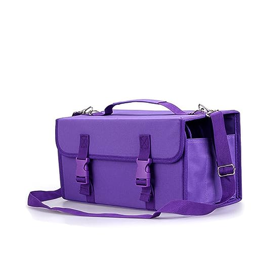 Angoily Fächer Marker Stifttasche mit Reißverschluss Abnehmbare Elastische Halterung Hoher Fassungsvermögen Aufbewahrungstasche für Marker Lippenstifte mit Schultergurt Lila von Angoily