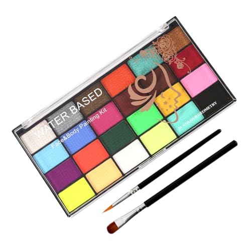 Angoily Farben Wasserlösliche Gesichts und Körperfarben Hautfreundlich Geruchsneutral Leicht zu Reinigen für Festival Make Up Halloween Party und Fanschminke Separate Farbfächer von Angoily