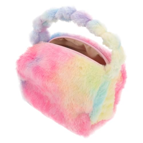 Angoily Farbige Kosmetiktasche Flauschiger Make-up-Beutel Flauschiger Kulturbeutel Aufbewahrung Von Make-up-pinseln Plüsch-geldbörse Reisen Hautpflegeprodukte Polyester Aufbewahrungstasche von Angoily