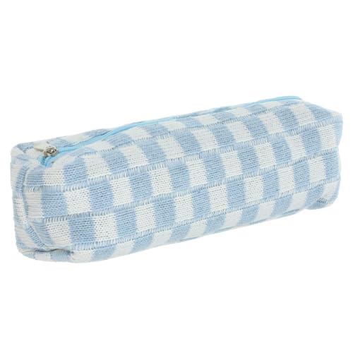 Angoily Federmäppchen Im Schachbrettmuster Bleistift Tragbare Aufbewahrungstasche Bezauberndes Federmäppchen Multifunktions-mäppchen Student Federmäppchen Beutel Sky-Blue Polyester von Angoily