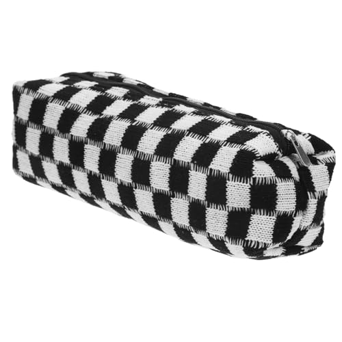 Angoily Federmäppchen Im Schachbrettmuster Federmäppchen Für Damen Beutel Tragbare Aufbewahrungstasche Federmäppchen Kariert Bleistift Tragbares Federmäppchen Lagerung Black Polyester von Angoily