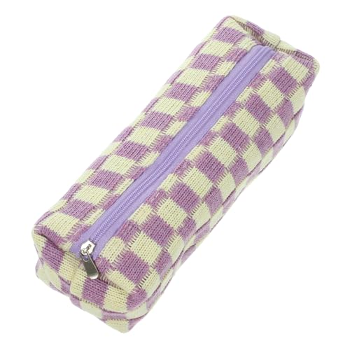 Angoily Federmäppchen im Schachbrettmuster klein Organizer Federmäppchen Schreibwaren aufbewahrungssack Storage Pockets Bezauberndes Federmäppchen Student Federmäppchen Polyester Violett von Angoily