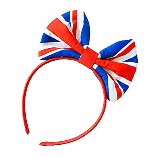 Angoily Kinder-Tiara Flag Bogen Schleife-stirnband Haargummi Mit Schleife Union-jack-stirnbänder Schmetterlings-stirnband Für Frauen Britisches Dekor Flagge Haarschmuck Stoff Kind von Angoily