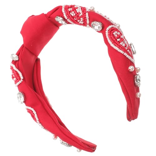 Angoily Tiara Fußball Perlen Dicke Stirnbänder Für Frauen Stoffkrawatte Persönlichkeits Haar Accessoires Geknotete Stirnbänder Für Frauen Damen Stirnbänder Modisches Perlen Damen-Stirnband von Angoily