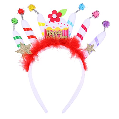 Angoily Geburtstag Stirnband Süße Stirnbänder Prinzessin Haarband Weißes Bandana-stirnband Stirnband Für Kinder Party-haarband Geburtstag Kopfschmuck Weiße Kerzen Blitz Stoff Frau Bilden von Angoily