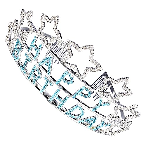 Angoily Geburtstagskrone Haar Strass Geburtstags-Stirnband birthday crown Haarschmuck für Geburtstagsfeiern Haarbänder Tiara Krone zum Geburtstag Geburtstagsfeier Krone Buchstabe schmücken von Angoily
