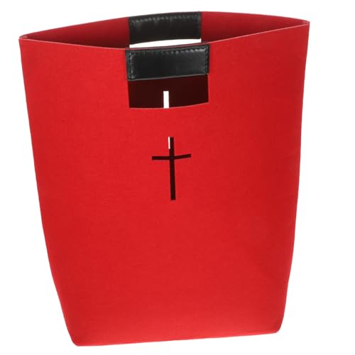 Angoily Große Filz Handtasche Bibeltasche mit Kreuzmuster Praktischer Tragegriff Geräumiger Aufbewahrungsbeutel für Bibelstudium und Einkaufstasche in Weinrot von Angoily