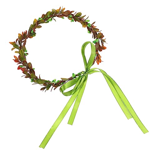 Angoily Grünes Blatt-kranz-stirnband Braut Stirnband Kranz Stirnbänder Geflochtener Haargummi Blumenkranz Haarband Florales Stirnband Blumenstirnband Mädchen Plastik Damen von Angoily