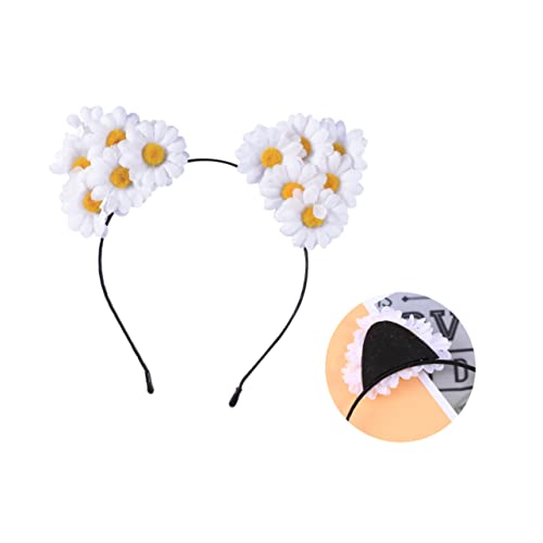 Angoily Ohr Mädchen Cosplay-Haare Pfotenhandschuhe kinder haarreif kinder haarschmuck kopfschmuck Tiara Haarreifen Haarband Sonnenblume Kopfbedeckung Stirnband Weiß von Angoily