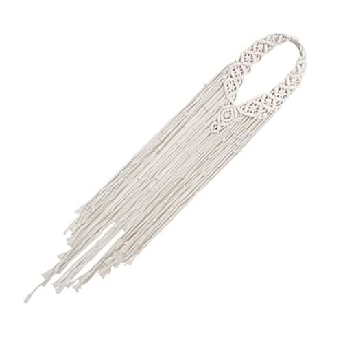 Angoily Haarband Stirnband hochzeitshaar schmuck wedding hair accessories haarschmuck Haarbänder Kopfschmuck für die Braut Böhmische Stirnbänder für Frauen Weben Haarseil Baumwollseil Weiß von Angoily