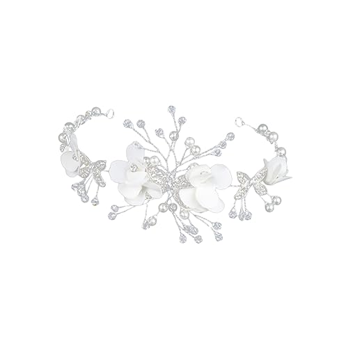 Angoily Haargummi Haarschmuck Stirnband Haarband Tiara Kopfschmuck Für Die Braut Hochzeitskopfschmuck Braut Kopfschmuck Mädchen Weiß Koreanisch von Angoily