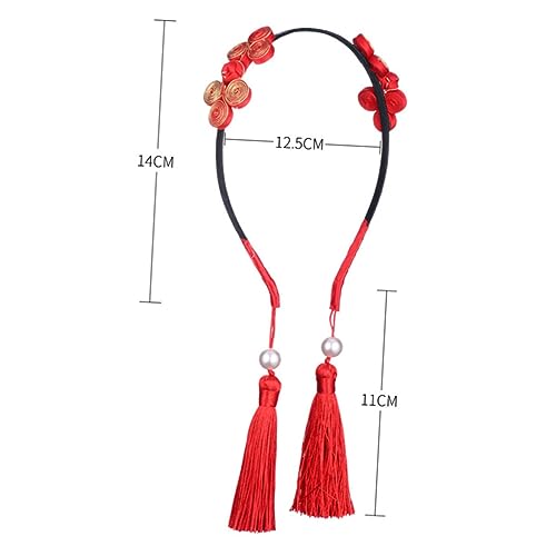 Angoily Kinder Stirnbänder Haarschmuck für Mädchen Chinoiserie-Dekor hair accessories for girls rotes haarband Haarbänder Tiara Haarband mit Quasten für Kinder Haarreifen für Mädchen Pop von Angoily