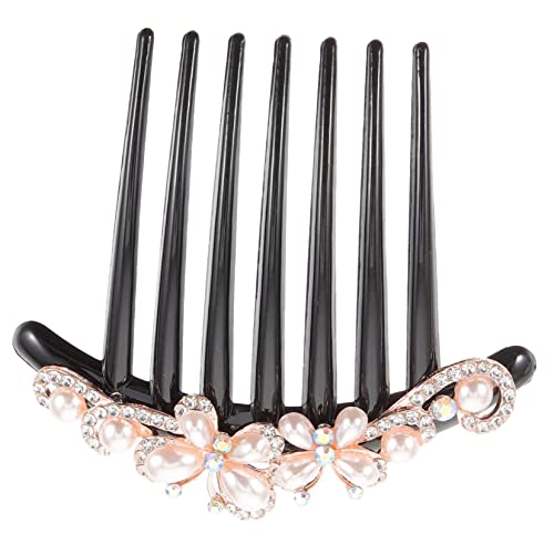 Angoily Braut Haarspange Haarkamm mit sieben Zähnen Haarschmuck aus Perlen Haarschmuck für Mädchen Haar Klammern Haarspangen Haarklammer Tiara Kopfschmuck für Damen Haarkamm-Clip Hochzeit von Angoily