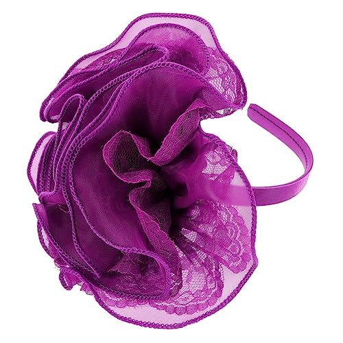 Angoily Haarschmuck Für Frauen Großes Blumenstirnband Für Die Braut Florales Stirnband Blumen-haarschmuck 1920er Haargummis Für Damen Fräulein Große Violett Spitze von Angoily