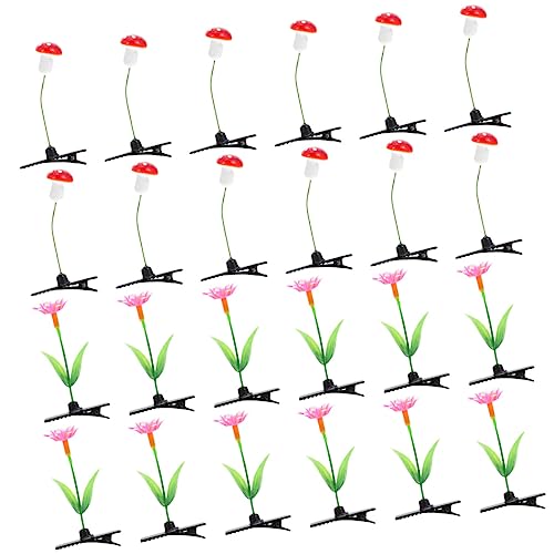 Angoily Haarschmuck Für Kinder 24 Stück Simulationspflanzen-Haarspange Blumen-Haar-Accessoires Floraler Kopfschmuck Rosen-Haarspange Kawaii-Haarspangen Grüne Pflanzen-Kopfbedeckung Lustige von Angoily