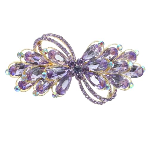 Angoily Haarspange Mit Strass Haarklammer Haarschmuck Für Damen Seitenclips Für Damen Krallenclip Mit Seitliche Clips Für Pferdeschwanzhalter Zubehör Dicht Strasssteine Violett Mutter von Angoily