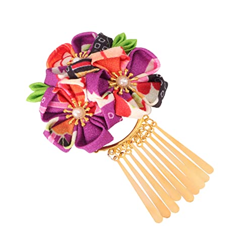 Angoily Haarspangen für Haaraccessoires Blumenhaar japanische Haarnadel Haarklammer Blumen für Haarschmuck Kimono-Haarspange Quaste schmücken Geisha Zubehör Damen Haarring Violett von Angoily