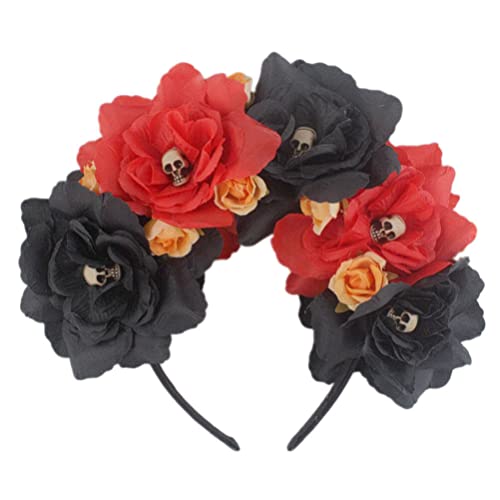 Angoily Halloween-party-stirnband Haarschmuck Für Damen Halloween-partygeschenke Mexikanische Themenparty Halloween-rosen-stirnbänder Haarreifen Fräulein Blumen Schmücken Stoff von Angoily