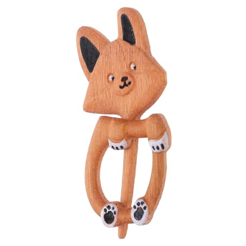 Angoily Handgefertigte Corgi Holzbrosche mit Filigranem Hundemotiv Handgeschnitzt Sanft zu Empfindlicher Haut als Schalclip und Anstecknadel für Damen Vintage Look Geeignet für Pullover von Angoily