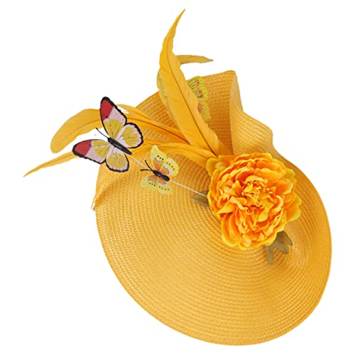 Angoily Handgefertigte Kopfbedeckung Blumenkopfschmuck Damen Hüte Sombrero-stirnband Camo-hut Kopfschmuck Der Braut Derby-hut Brautkopfschmuck Für Die Hochzeit Stoff Charme Frau Stroh von Angoily