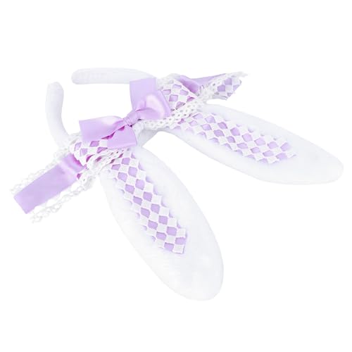 Angoily Hasenohren kc Stirnband Osterkopfschmuck Baby Tiara Haarband Kuscheltiere für Babys Haarreif mit Schleife Party-Kopfbedeckung behaart Kleidung Handgemacht Haarschmuck von Angoily