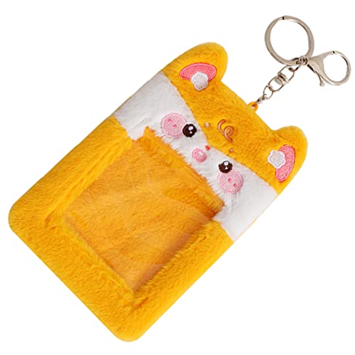 Angoily Kartenabdeckung Card Sleeves Karten Sleeves Sicherheitspersonal Kartenhalter Karten etui kartenset Name Plüsch Ärmel Fall schlüsselanhänger ID-Inhaber ID-Kartenhalter-Clip Yellow von Angoily