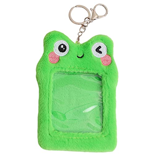 Angoily Kartenabdeckung Schutz Klein Inhaber Ärmel Schlüssel Für Abzeichenhalter Ausweishüllen Kartenetui Mit Cartoon-tiermotiv Id-kartenhalter-Clip Sichtbare Kartenhülle Green Plüsch von Angoily