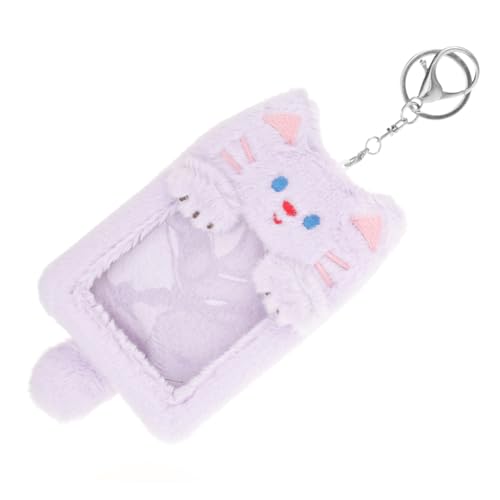 Angoily Kartenhalter aus Plüsch Sichtbarer Ausweis und Kreditkartenetui mit Schlüsselanhänger Niedlicher Tierdesign für Id Karten Buskarten und Sammlerstücke von Angoily