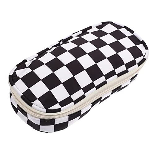 Angoily Bleistiftbox Organizer Für Schule Große Kapazität Mit Reißverschluss Schwarz Weißer Karomuster Für Studenten Und Künstler von Angoily