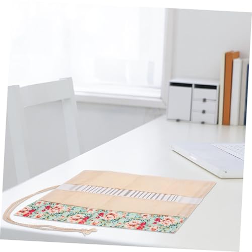 Angoily Kleine Rolltasche aus Segeltuch Langlebiges Pencil Roll Mäppchen mit Fächern Praktischer Bleistift Organizer für Künstler Schüler und Büro Tragbare Stifterolle für Farbige Stifte von Angoily